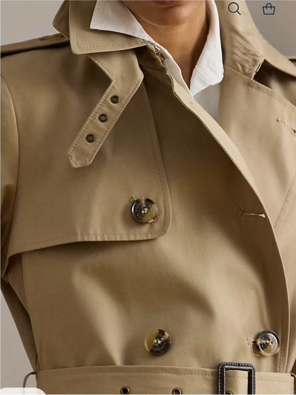 Lauren Ralph Lauren Double-Breasted Cotton-Blend Trench Coat, Sand, S - Picture 10 of 16